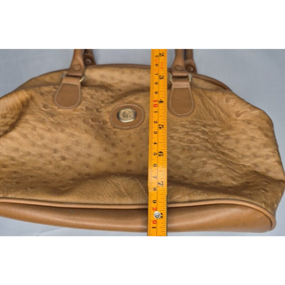 Carryland Tan Faux Ostrich Leather Satchel Purse – Double Handle Handbag - Picture 14 of 14